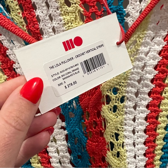 Solid & Striped The Lola Pullover Crochet Long Sleeved Split Cuffs NWT Small - Picture 9 of 13